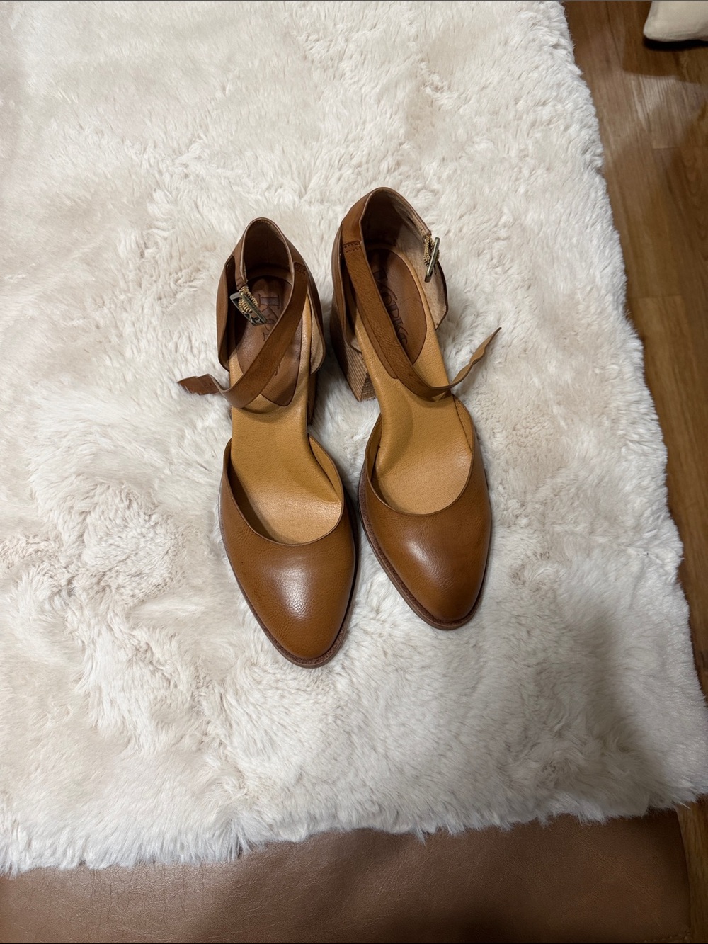 Kork-Ease Brown Leather Pointed-Toe Ankle-Strap Heels